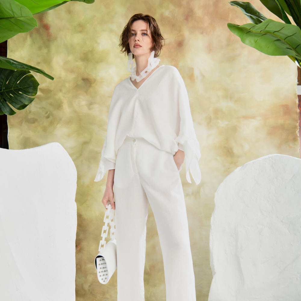 LOOK NO.2 Linen trousers, offwhite